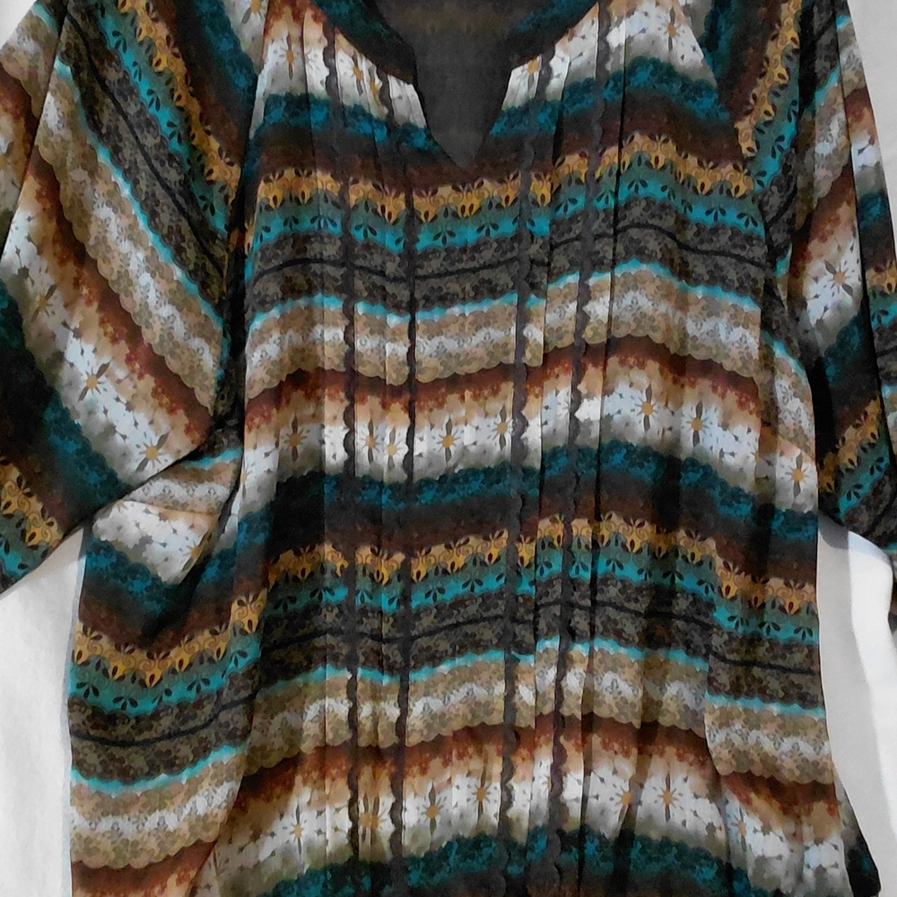 CJ Banks Multicolor Striped Blouse - Picture 3 of 14
